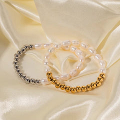 18K Beaded Pearl Split Bracelet