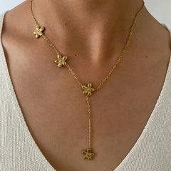 18K Feminine Floral Tassel Necklace
