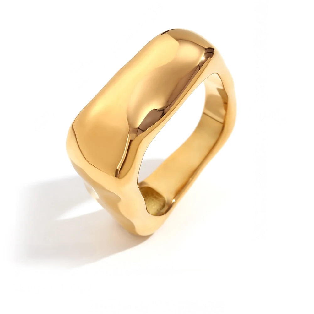 18K Textured Square Ring