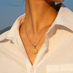 18K Dainty Textured Angel Pendant Necklace