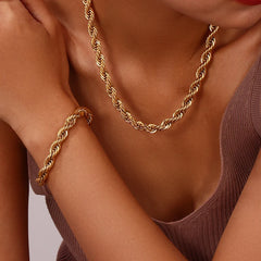 18K Thick 8mm Rope Bracelet and Necklace