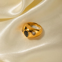 Chunky Black Teardrop Ring