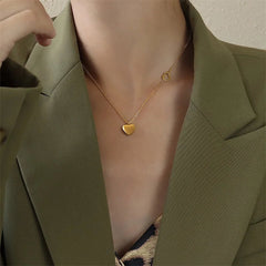Dainty Heart Accented Heart Pendant Necklace