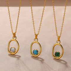 Dainty Circle Outline Stone Necklace