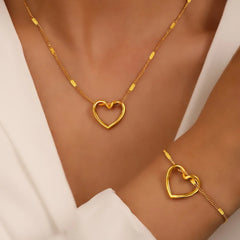 Romantic Heart Woven Necklace and Bracelet Set