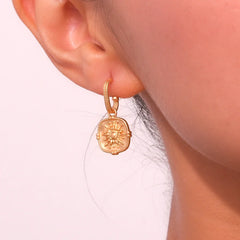 Dainty Sun Charm Textured Earring