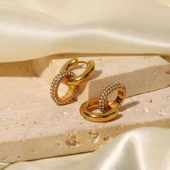 18K Dainty Huggie Diamond Dangle Earrings