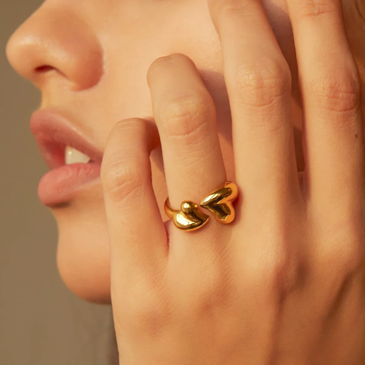 Elegant Adjustable Love Heart Ring
