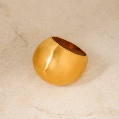 18K Bold Round Brushed Ring
