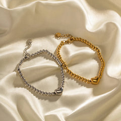 18K Classy Beaded Heart Bracelet