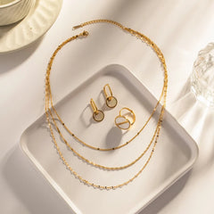 18K Dainty Classic Three Layer Necklace Stack