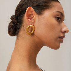 Open Oval Stud Earrings
