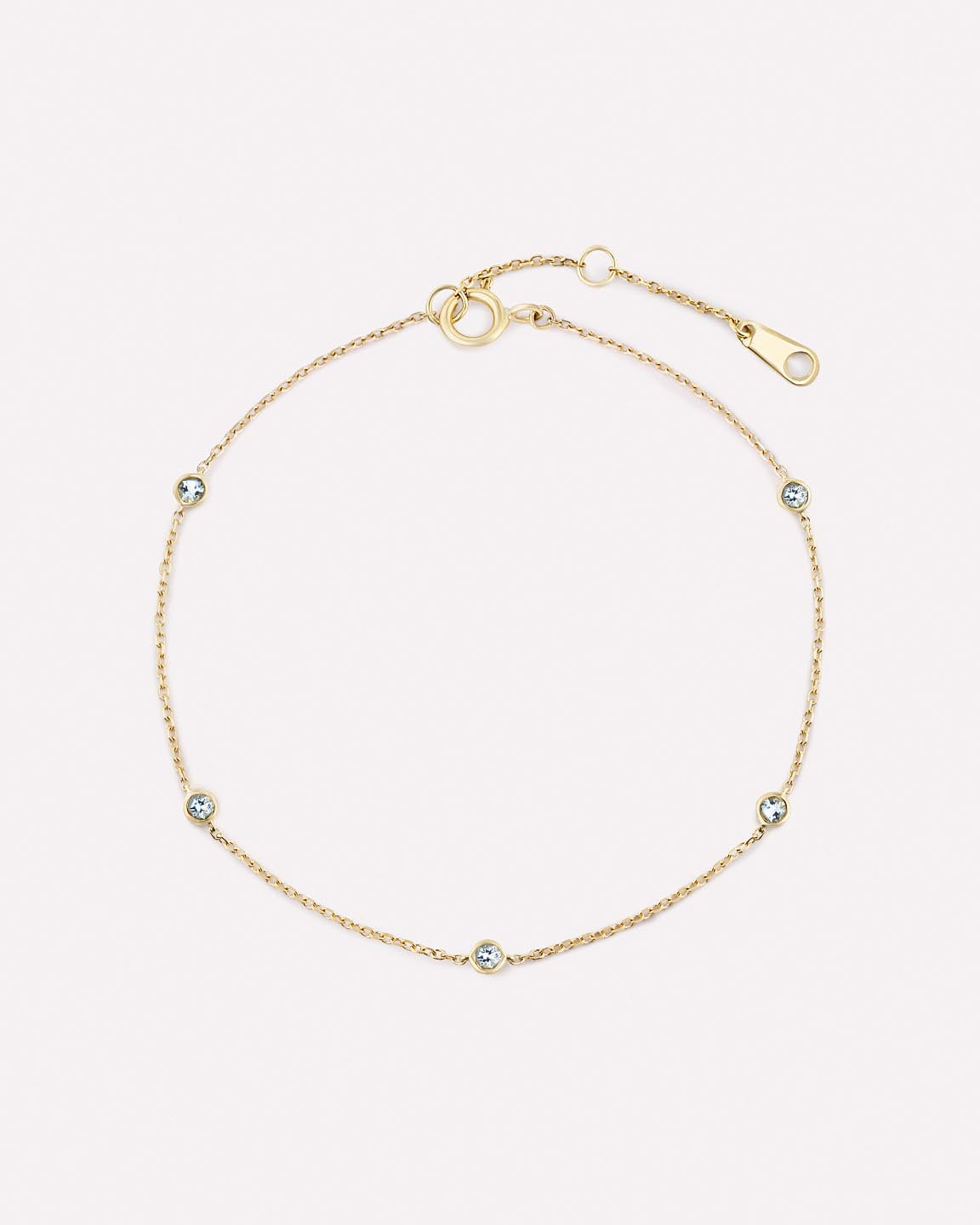 Solid Yellow Gold - Alexandrite Birthstone Station Bracelet