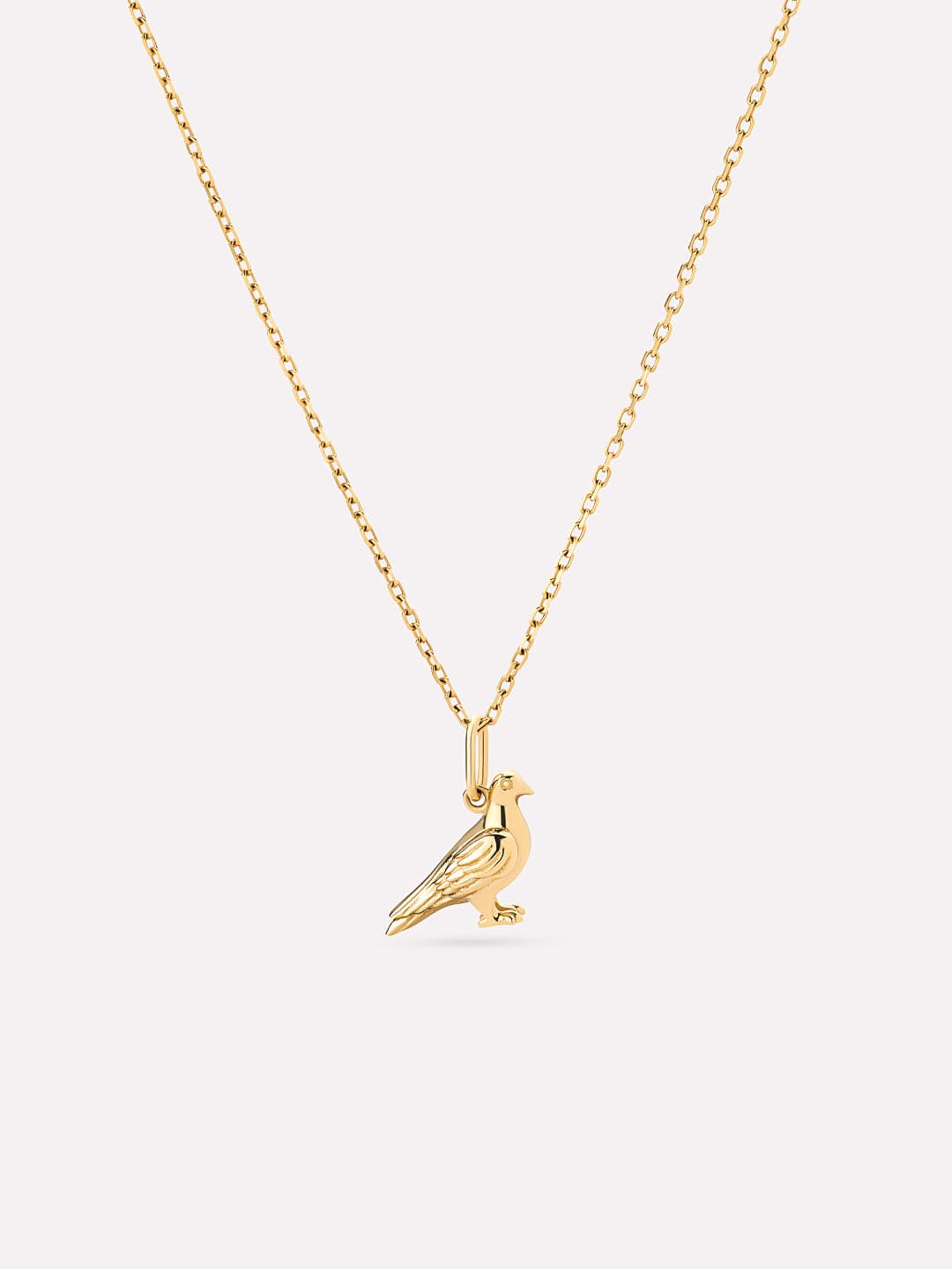 Solid Yellow Gold - Pigeon Charm Necklace