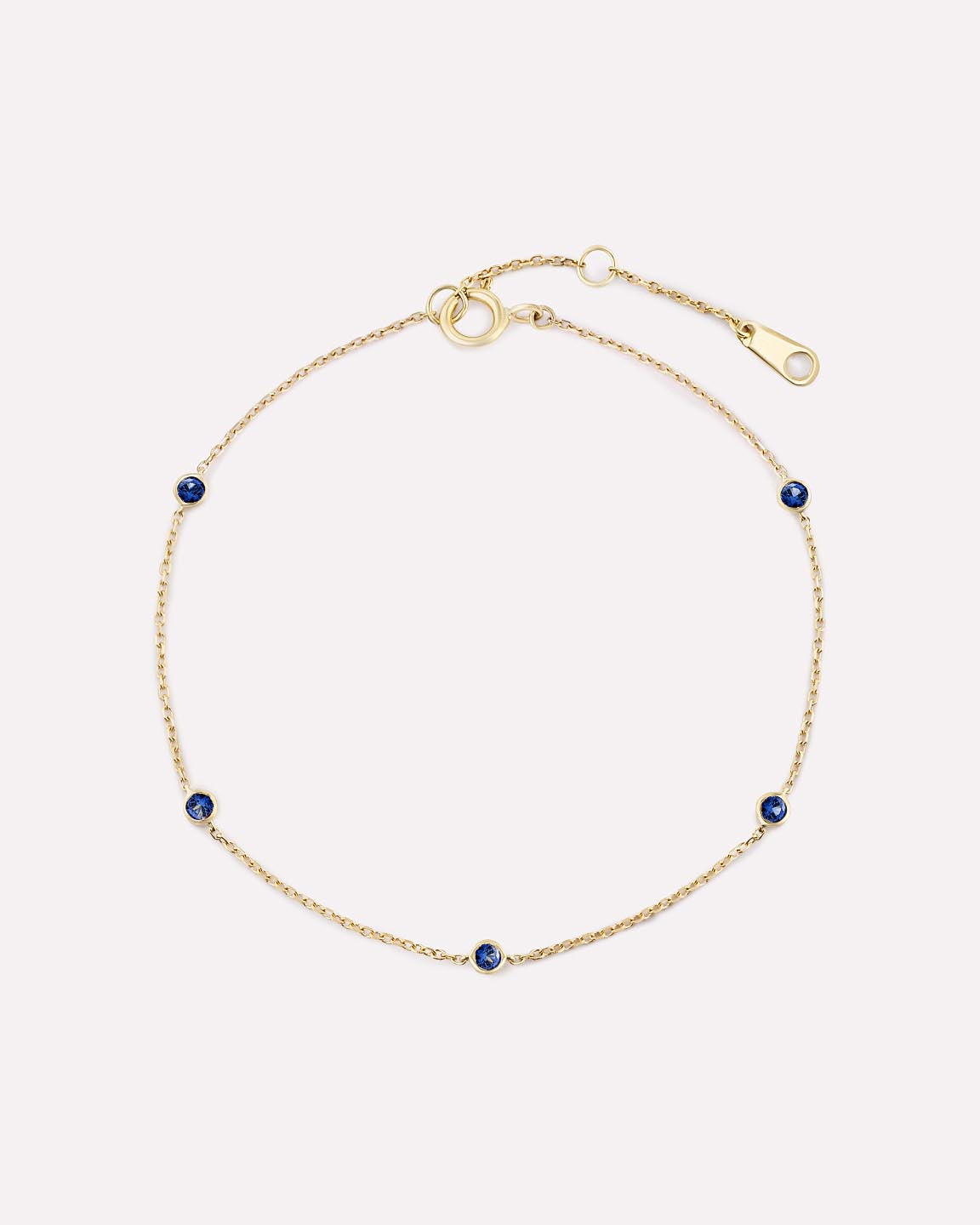 Solid Yellow Gold - Alexandrite Birthstone Station Bracelet