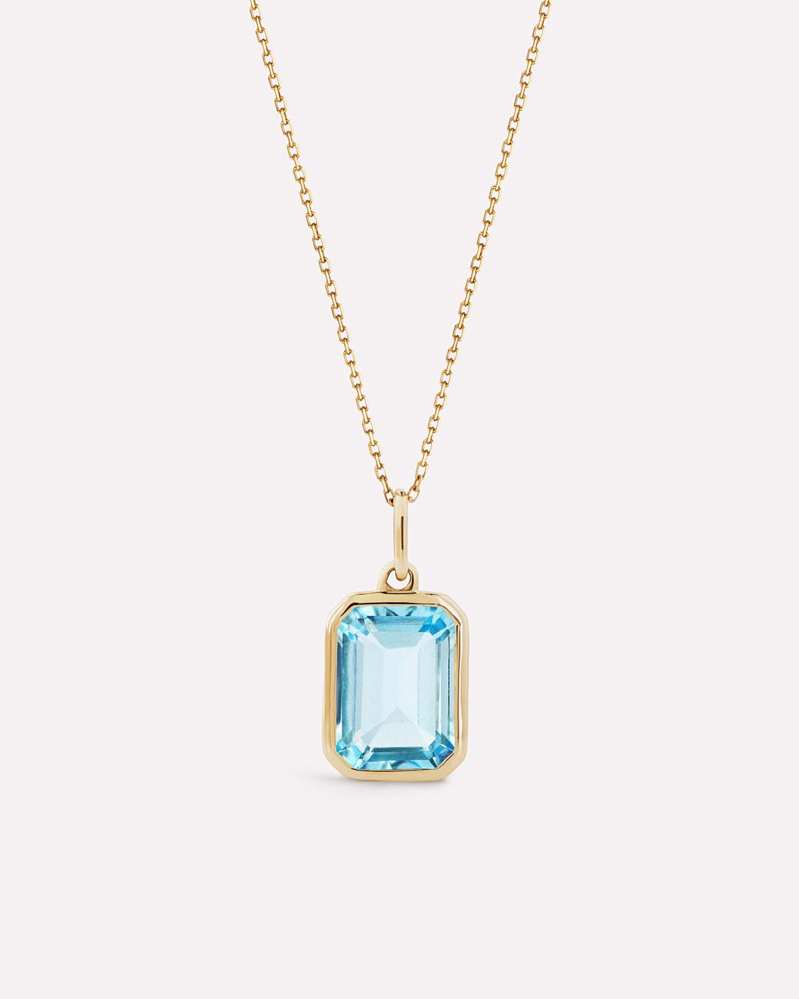 Solid Yellow Gold - Blue Topaz Spritz Necklace
