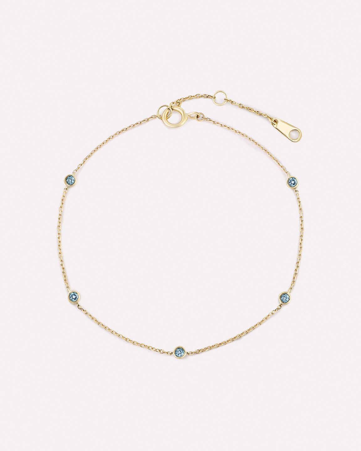 Solid Yellow Gold - Alexandrite Birthstone Station Bracelet
