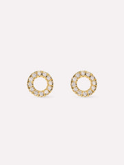 Solid Yellow Gold - Diamond Circle Studs