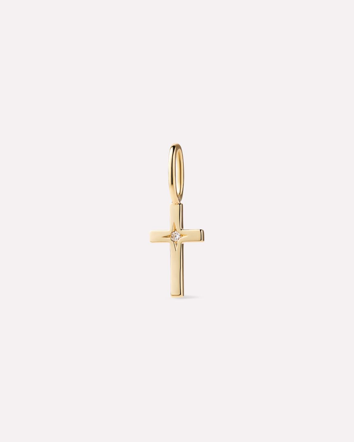 Solid Yellow Gold - Diamond Cross Charm