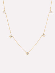 Solid Yellow Gold - Diamond Station Necklace