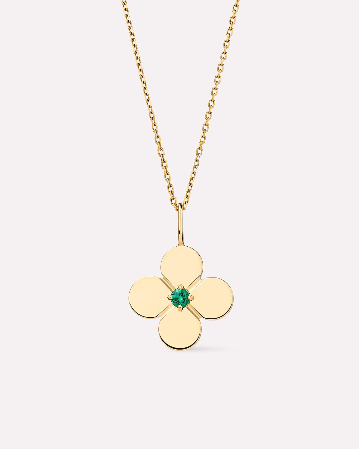 Solid Gold Emerald Solid Bloom Spring Ring Clasp Fine Green Flower Pendant Necklaces Ana Luisa Large Emerald Flower Charm Necklace
