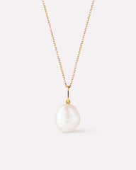 Solid Yellow Gold - Organic Pearl Necklace