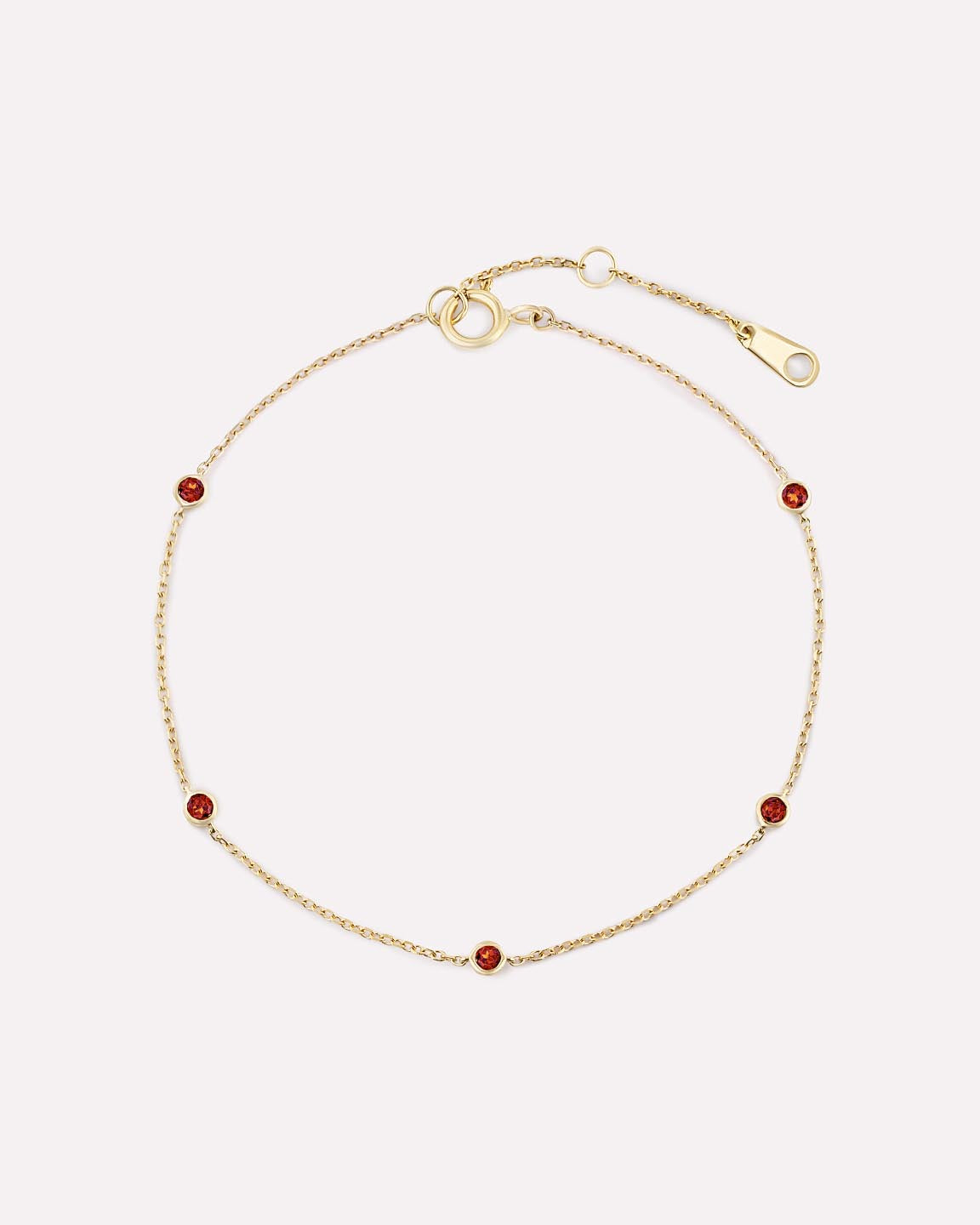 Solid Yellow Gold - Alexandrite Birthstone Station Bracelet