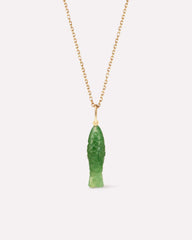 Solid Yellow Gold - Gemstone Fish Necklace