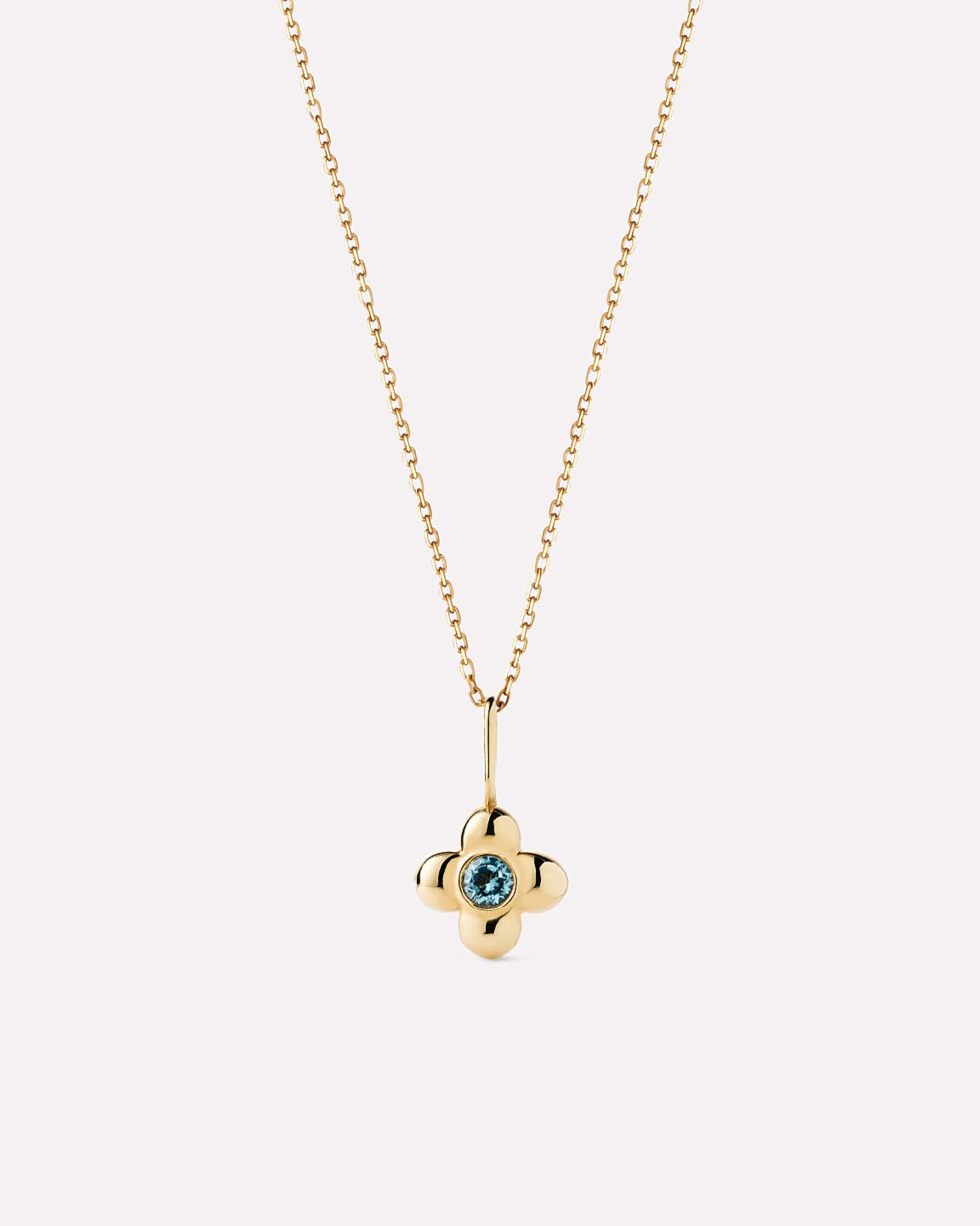 Solid Yellow Gold - London Blue Topaz Mini Liora Necklace