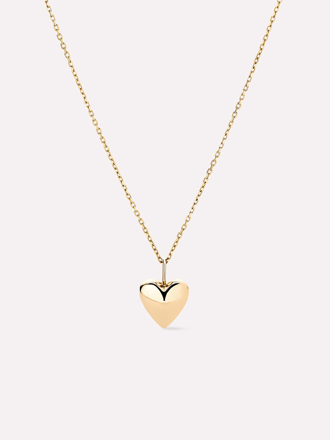 Solid Yellow Gold - Medium Heart Charm Necklace