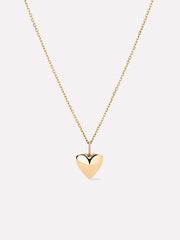 Solid Yellow Gold - Medium Heart Charm Necklace