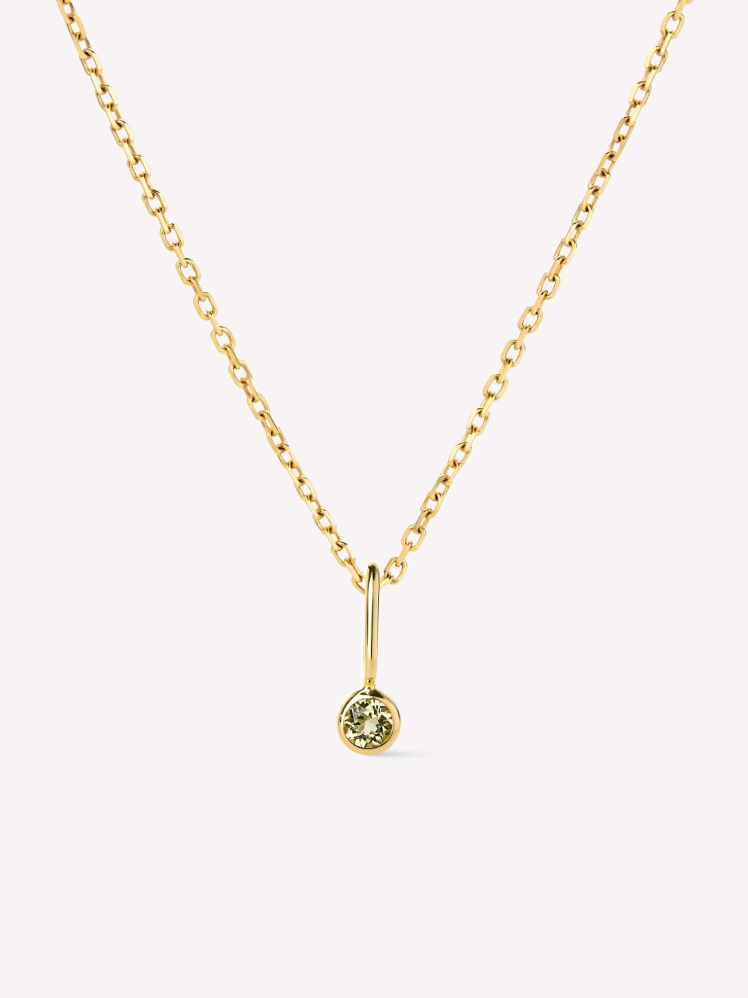 Solid Gold Peridot Spring Ring Clasp Birthstone Pendant Necklaces For Women Ana Gold Birthstone Peridot Necklace