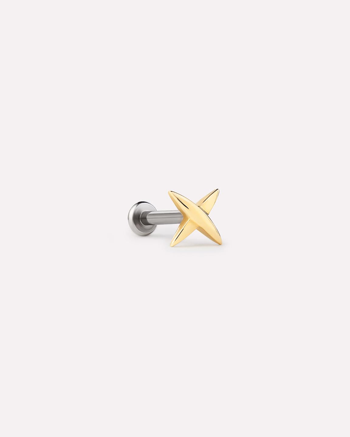 Solid Yellow Gold - X Flatback Single Stud