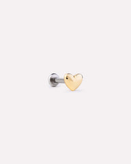 Solid Yellow Gold - Heart Flatback Single Stud