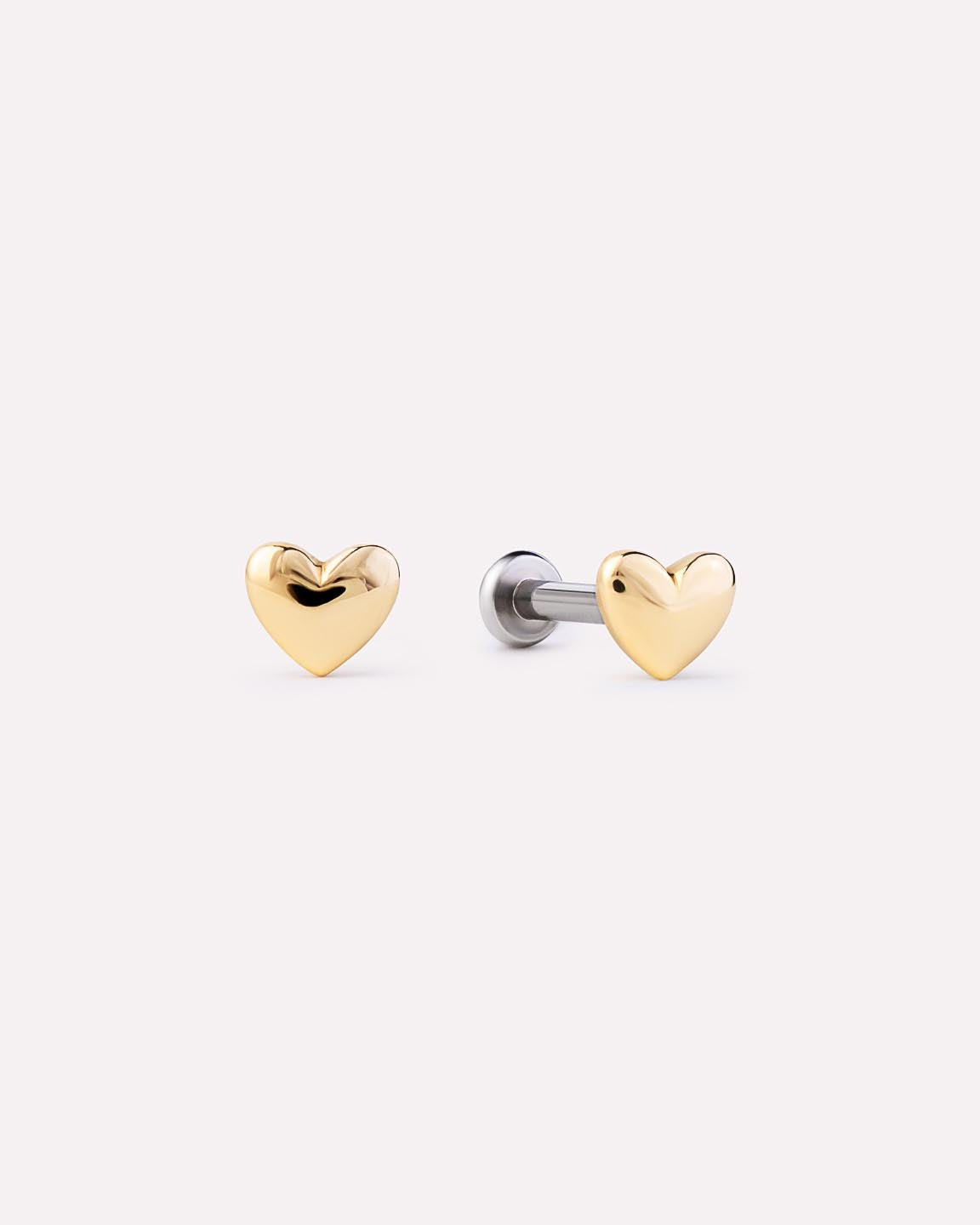 Solid Yellow Gold - Heart Flatback Single Stud