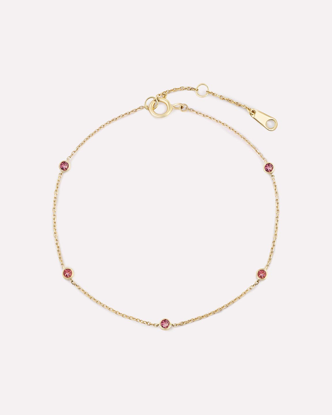 Solid Yellow Gold - Alexandrite Birthstone Station Bracelet
