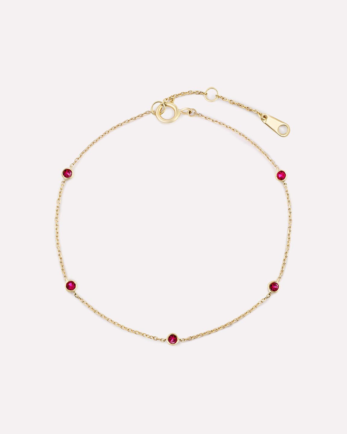Solid Yellow Gold - Alexandrite Birthstone Station Bracelet