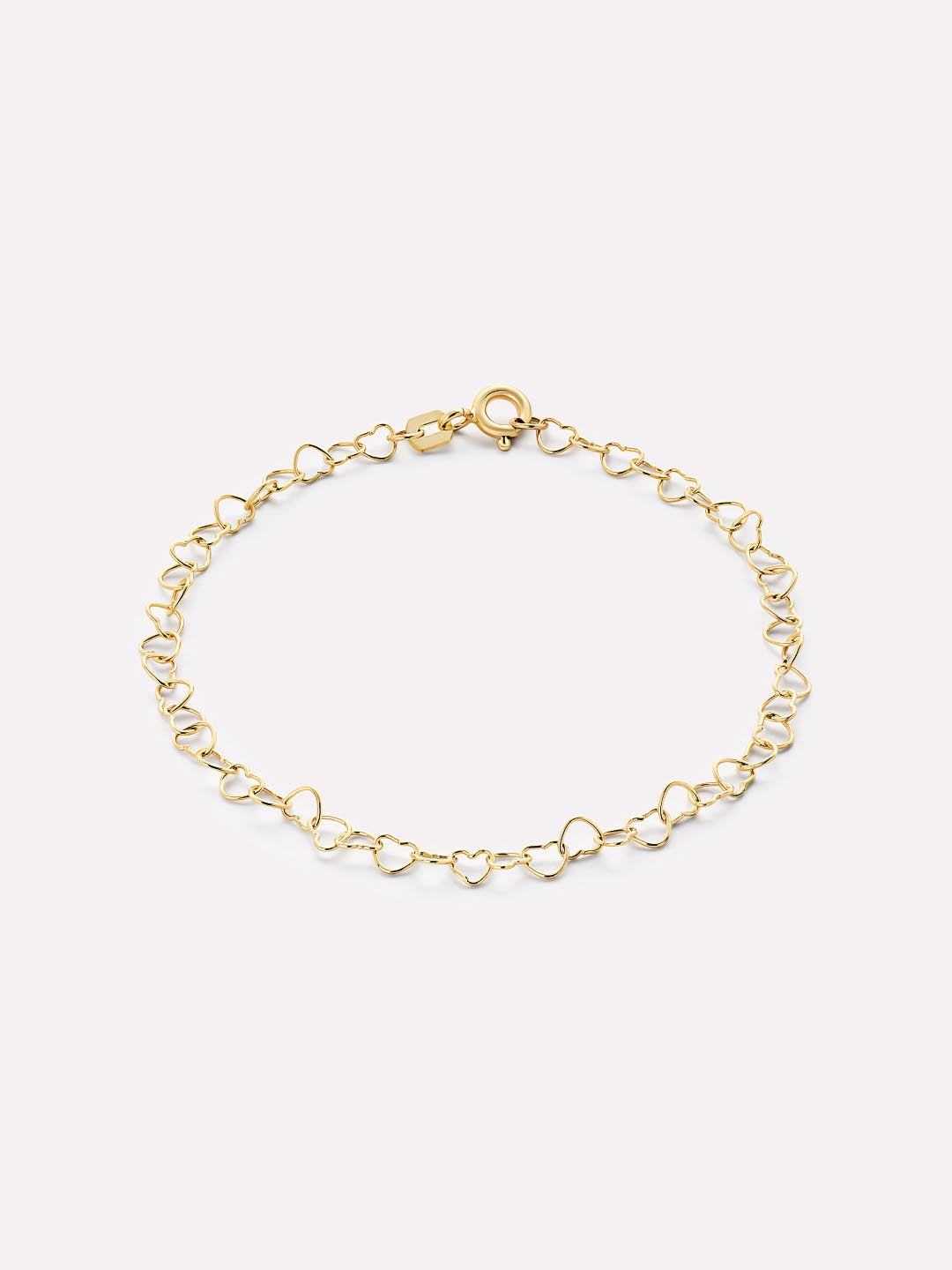 Solid Yellow Gold - Heart Chain Bracelet