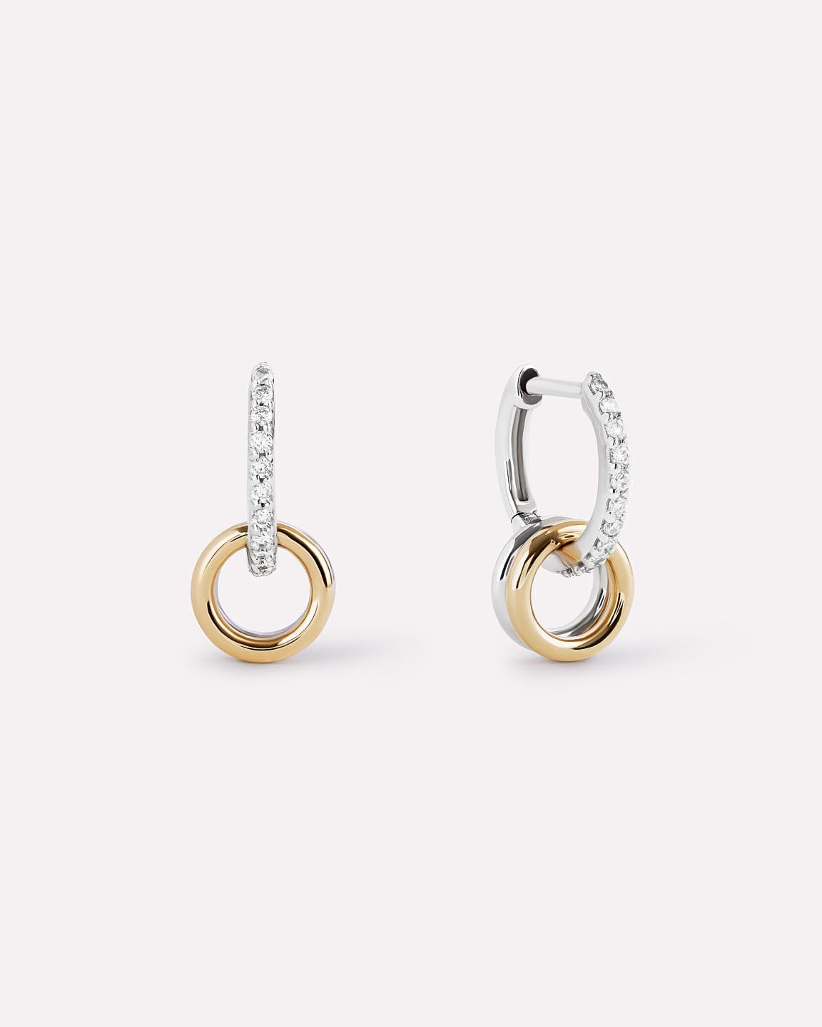Solid Yellow Gold - Diamond Links Hoop Earrings