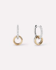 Solid Yellow Gold - Diamond Links Hoop Earrings
