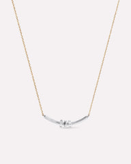 Solid Yellow Gold - Diamond Links Bar Necklace