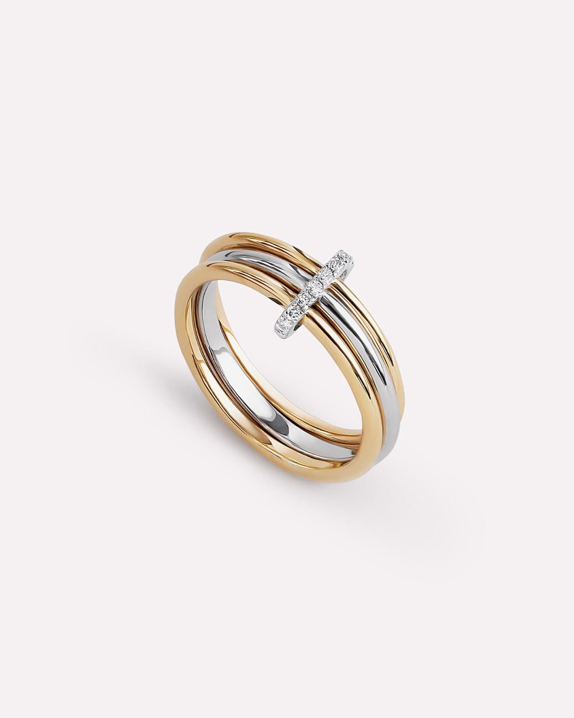 Solid Yellow Gold - Diamond Link Ring