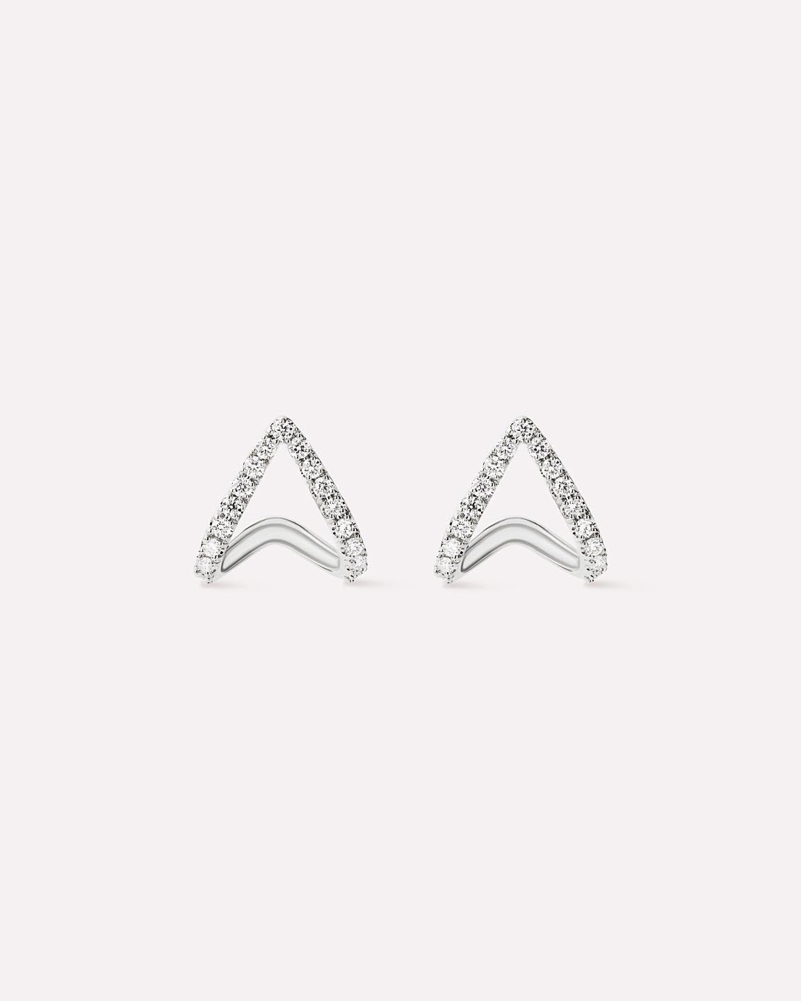 Solid White Gold - Diamond Velora Huggie Studs