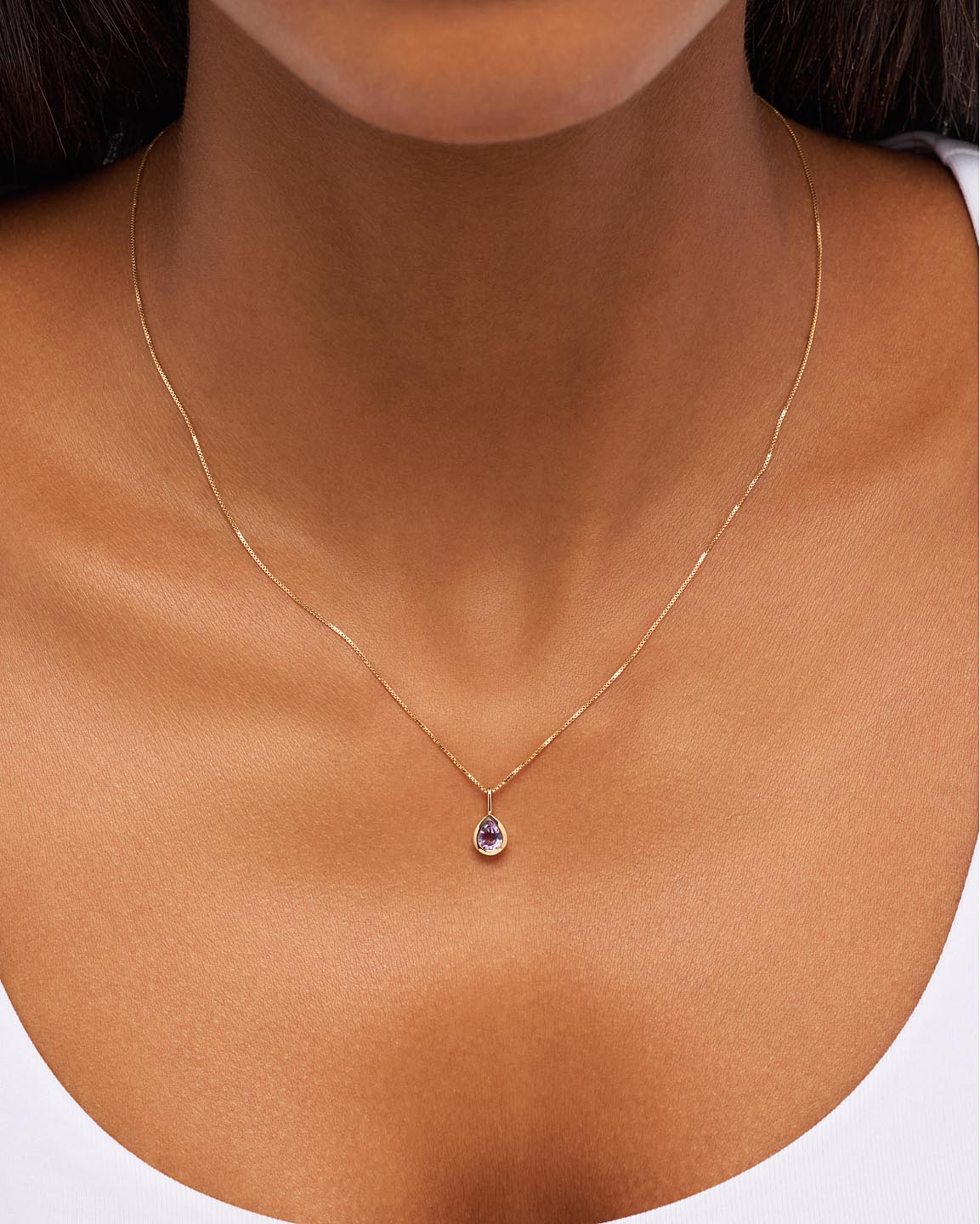 Solid Gold Amethyst Blue Sapphire Blue Topaz Yellow Citrine Semi Precious Stones Birthstones Pendants Necklace Charms For Women Ana Luisa Teardrop Charm Amethyst