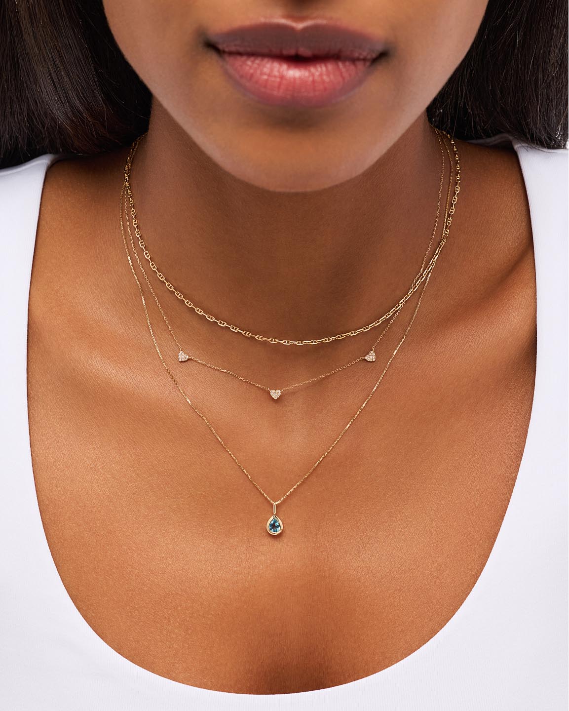Solid Gold Amethyst Blue Sapphire Blue Topaz Yellow Citrine Semi Precious Stones Birthstones Pendant Necklaces For Women Ana Luisa Teardrop Necklace Blue Topaz