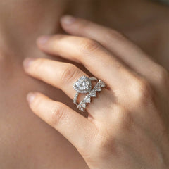 2-Piece Elegant Heart CZ Ring Stack