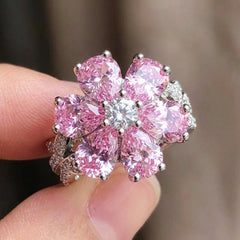 Statement Pink Floral Ring
