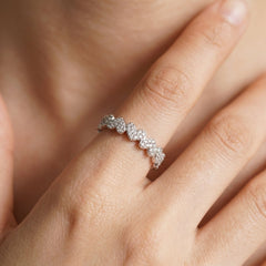 Sterling Silver Moissanite Accented Eternity Heart Ring