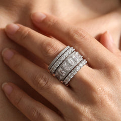 4-Piece Diamond Accented Stackable Rings Set
