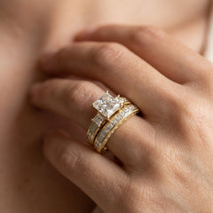 2-Piece Minimal Trio Diamond Set Ring Stack